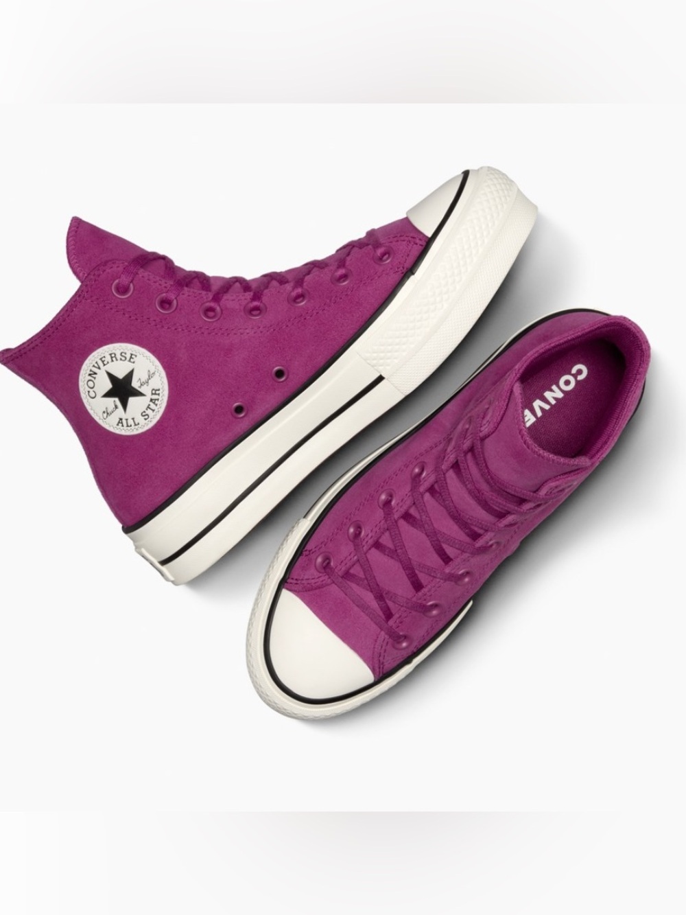 CONVERSE Chuck Taylor all star lift platform Violet suede shoes sneakers sz7 new